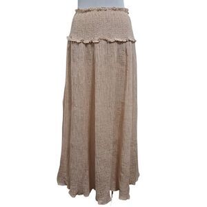 Zimmermann Bayou Elegant Shirred Crinckled Office Siren Chic Cream Skirt Size 1
